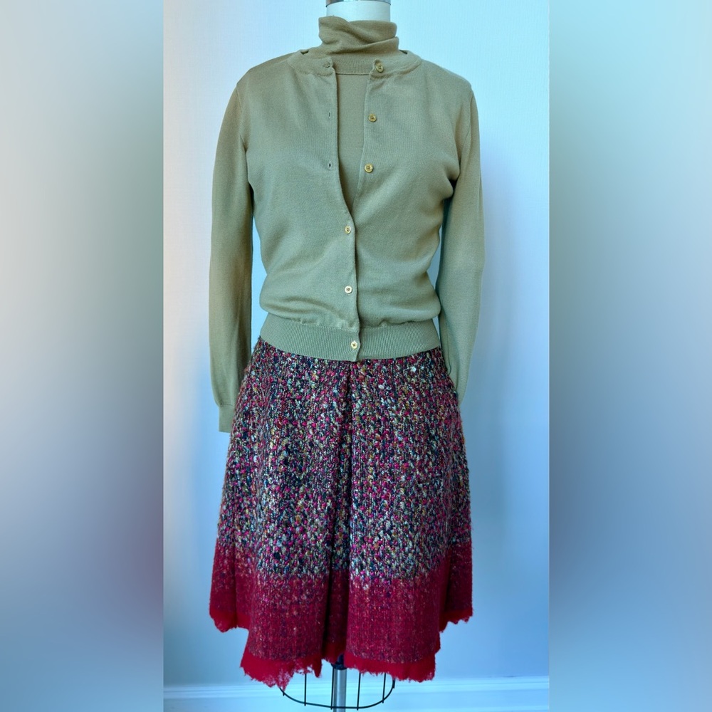 Moschino Tan Button-Up Cardigan Lana Wool size 6, Italian size 40, sweater - Picture 10 of 15